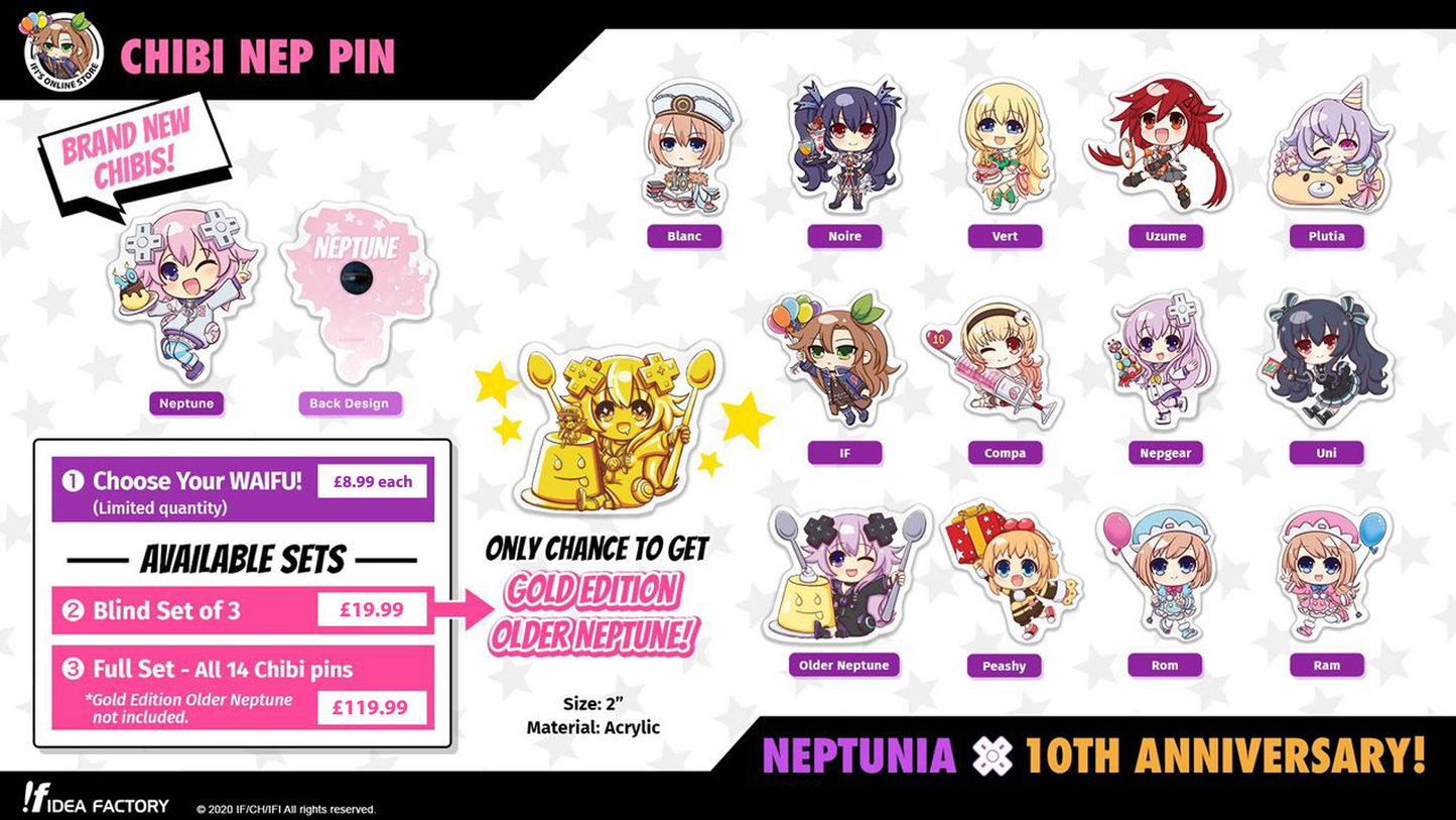 Chibi Neptune Pin - Neptunia 10th Anniversary