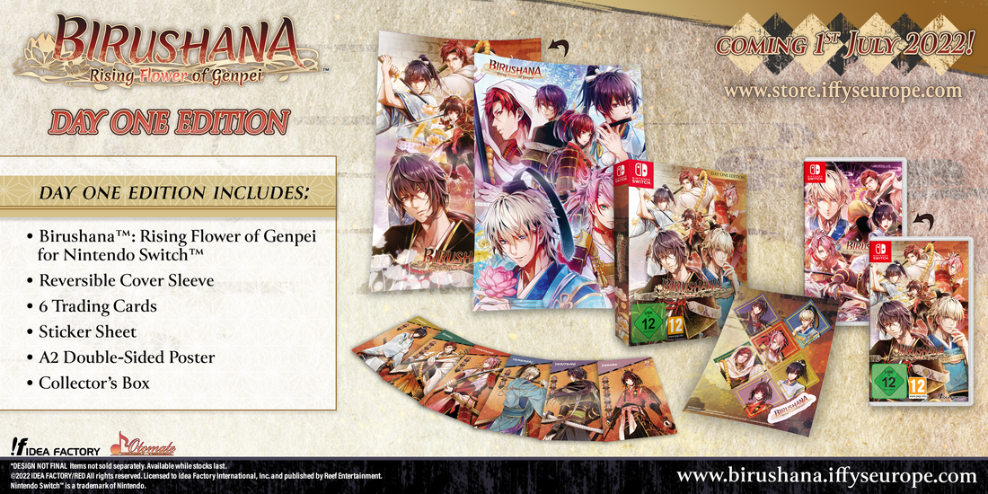 Birushana: Rising Flower of Genpei Pre-orders Open on the 25th of May! Day One Edition Revealed! Sticker Sheet Now Included with the Limited Edition!